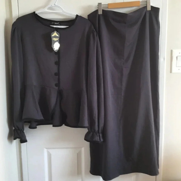 SET Jacket, Skirt maxi , Formal , Femine ,  Gray , Women Plus size EU 48 / US 16 - Picture 2 of 9